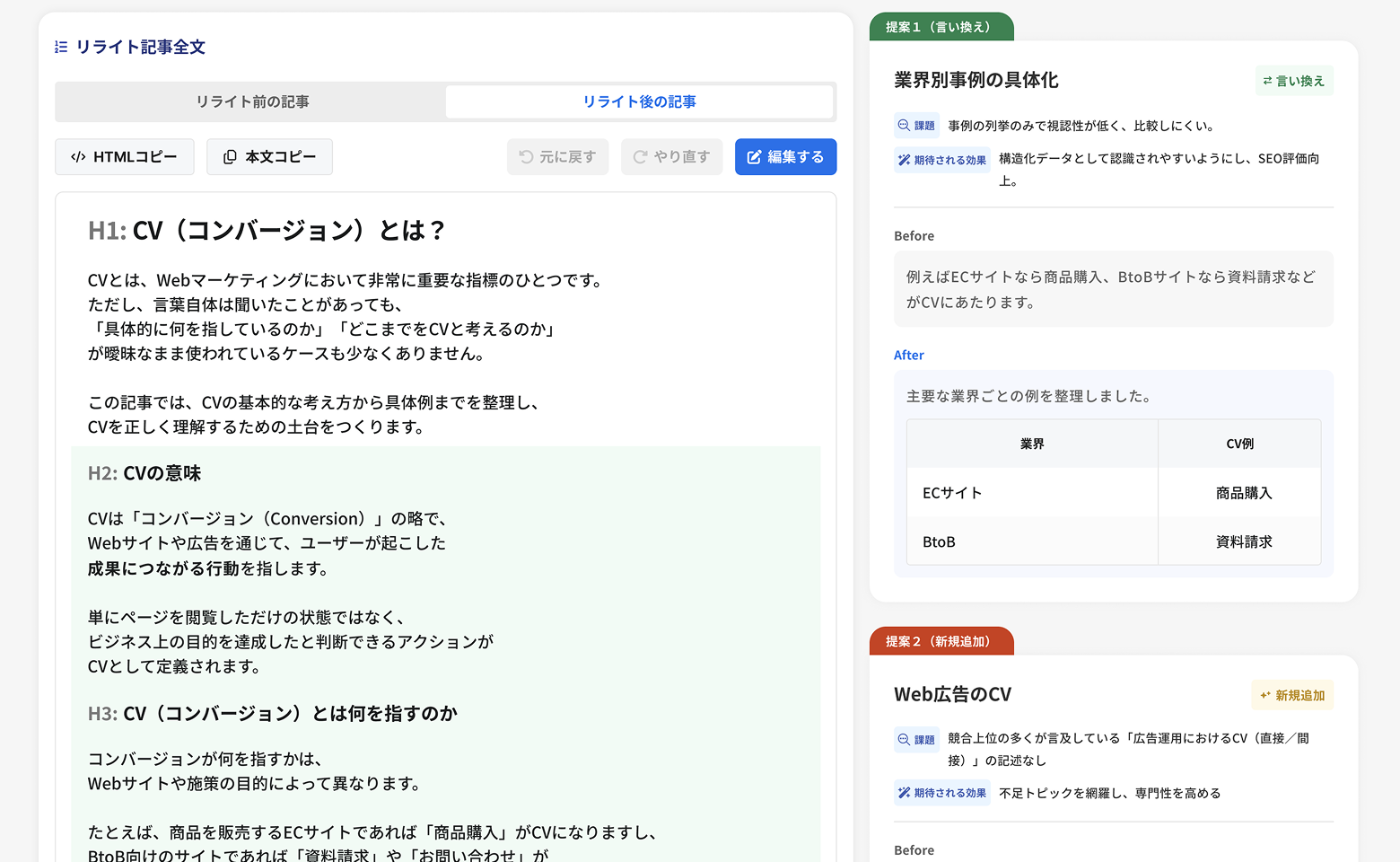 AI rewrite suggestion