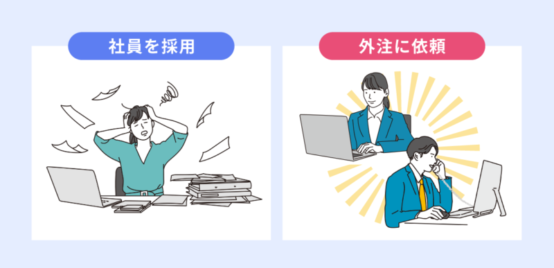 正社員の方はやることが多くて手が回っていない様子、外注の方はそれがなく、本来の業務に集中できている様子