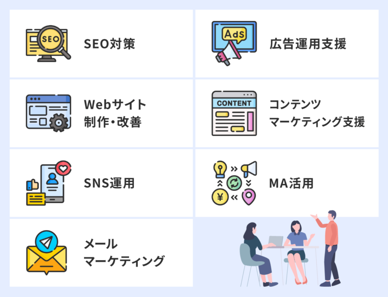 Webマーケティング支援会社が提供するサービスの一覧