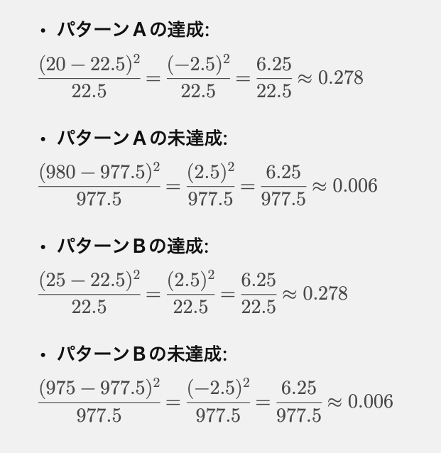 ABテストの各パターンのカイ二乗値の算出方法